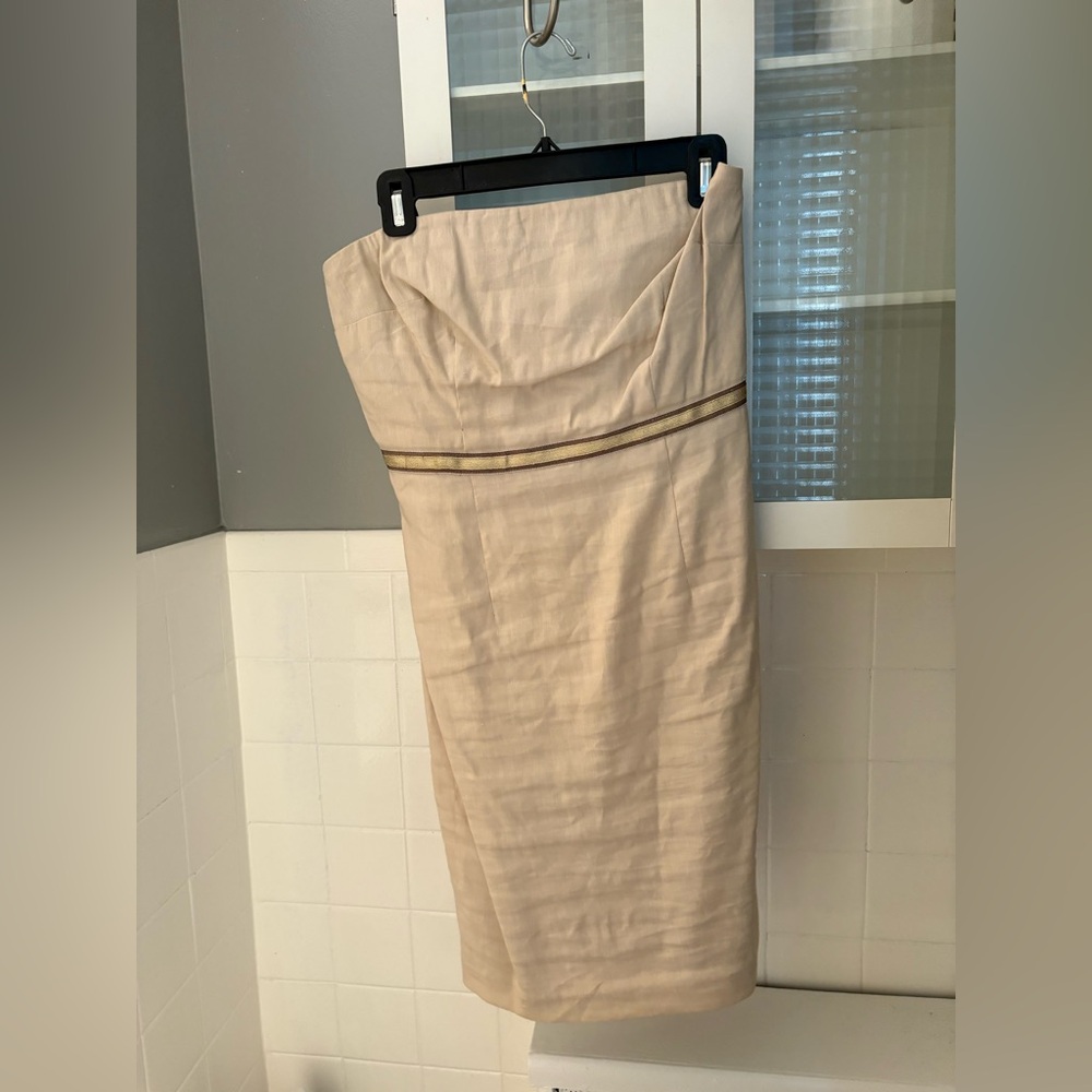 LOF Beige Strapless Dress